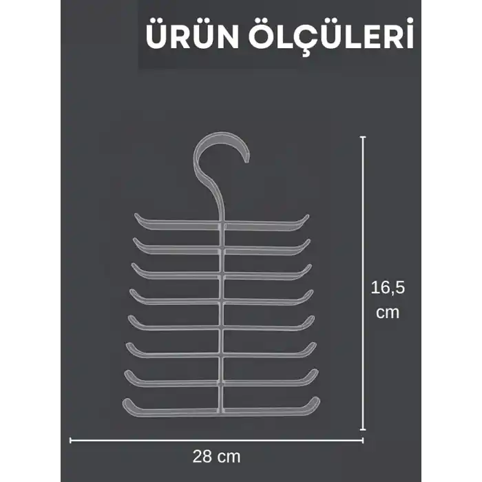 Beylini 16 Gözlü Plastik Kravat Askılığı Dayanıklı Plastik Kravat Kemer Şal Eşarp Atkı Dolap İçi Organizer