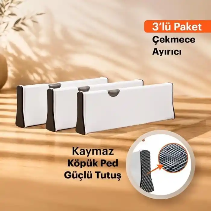 Büyük Boy Ayarlı Çekmece Ayırıcı I Çekmece bölücü I Uzayabilen ayırıcı I Teleskopik raf düzenleyici I Kıyafet Çekmece Organizer I Tuvalet Masası, Dolap, Mutfak, Ofis için (3)