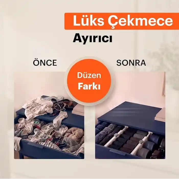 Büyük Boy Ayarlı Çekmece Ayırıcı I Çekmece bölücü I Uzayabilen ayırıcı I Teleskopik raf düzenleyici I Kıyafet Çekmece Organizer I Tuvalet Masası, Dolap, Mutfak, Ofis için (3)