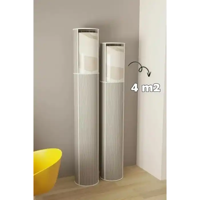 Pencereli Halı Hurcu Gri Çizgili – Fermuarlı Toz Geçirmez Organizer Hurç, Büyük Kapasiteli Saklama Torbası (1 Adet) (6m² 38x210 Cm)