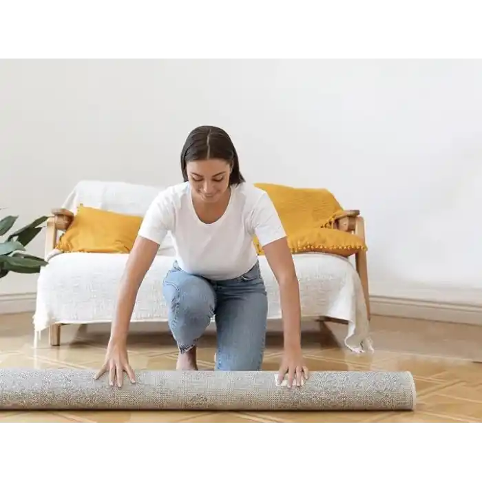 Pencereli Halı Hurcu Gri Çizgili – Fermuarlı Toz Geçirmez Organizer Hurç, Büyük Kapasiteli Saklama Torbası (1 Adet) (6m² 38x210 Cm)