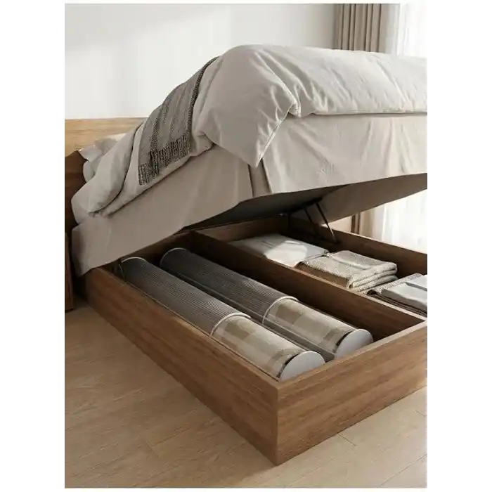 Pencereli Halı Hurcu Gri Çizgili – Fermuarlı Toz Geçirmez Organizer Hurç, Büyük Kapasiteli Saklama Torbası (1 Adet) (6m² 38x210 Cm)