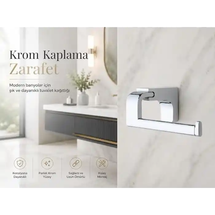 Alper Banyo F1 Model Lüx Paslanmaz Krom Tuvalet Kağıdı Askısı, Montajlı Metal WC Kağıtlık, Parlak Krom Banyo Aksesuarı, Duvara Vidalı Tuvalet Kağıdı Tutucu, 5 Yıl Garantili