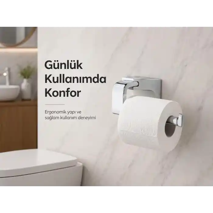 Alper Banyo F1 Model Lüx Paslanmaz Krom Tuvalet Kağıdı Askısı, Montajlı Metal WC Kağıtlık, Parlak Krom Banyo Aksesuarı, Duvara Vidalı Tuvalet Kağıdı Tutucu, 5 Yıl Garantili