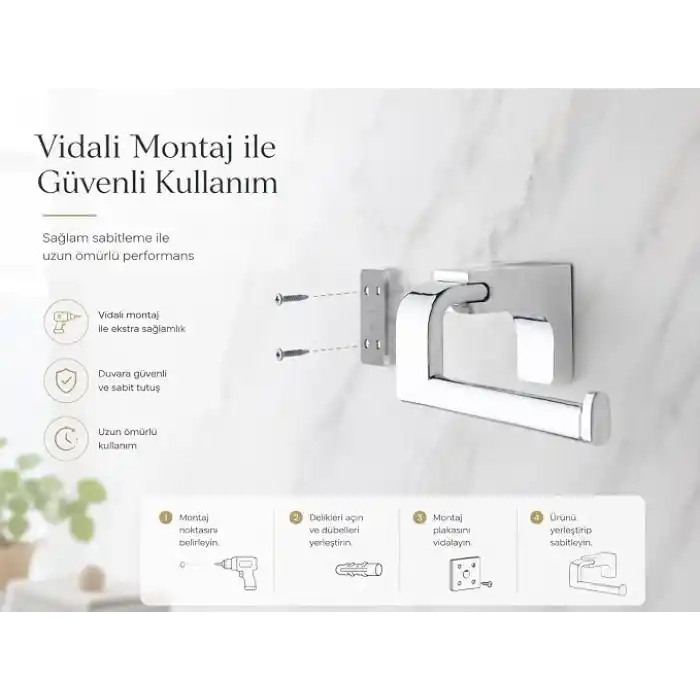 Alper Banyo F1 Model Lüx Paslanmaz Krom Tuvalet Kağıdı Askısı, Montajlı Metal WC Kağıtlık, Parlak Krom Banyo Aksesuarı, Duvara Vidalı Tuvalet Kağıdı Tutucu, 5 Yıl Garantili