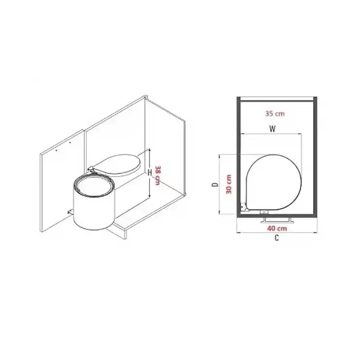 Starax S-2253 Dolap İçi Otomatik Kapaklı Çöp Kovası 10 L Antrasit