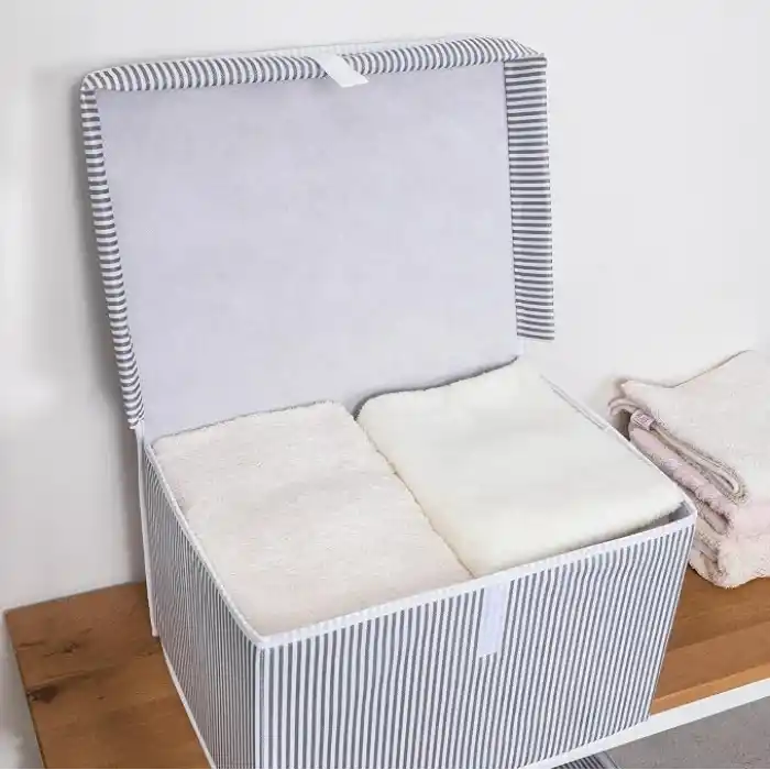 Pazar Kapısı Çok Amaçlı Düzenleyici Kapaklı Sandık Tipi Kutu Hurç Organizer (40 x 30 x 26, Gri)