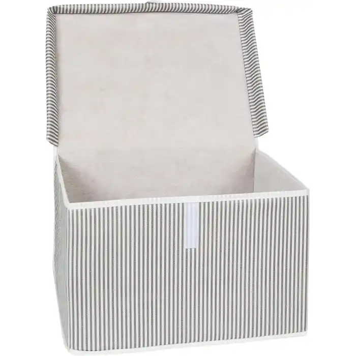 Pazar Kapısı Çok Amaçlı Düzenleyici Kapaklı Sandık Tipi Kutu Hurç Organizer (40 x 30 x 26, Gri)