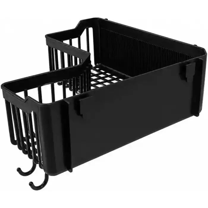 Orret Home Yapışkanlı Köşe Banyo Rafı Şampuanlık Duş Organizeri Lif Askılı Delmeden Montajlı Plastik Banyo Düzenleyici Köşelik Raf Siyah 25x25 cm