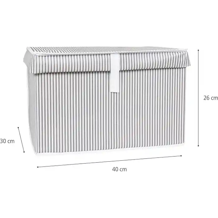 Pazar Kapısı Çok Amaçlı Düzenleyici Kapaklı Sandık Tipi Kutu Hurç Organizer (40 x 30 x 26, Gri)