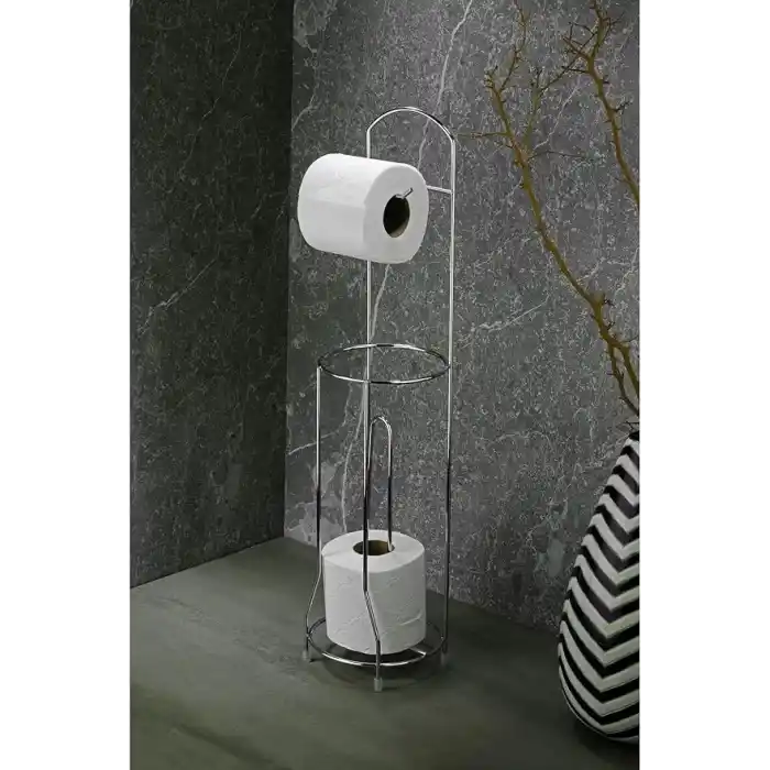 Sas Haus Ayaklı Wc Kağıtlı Yedek Kağıt Hazneli Tuvalet Kağıtlığı Yuvarlak Krom