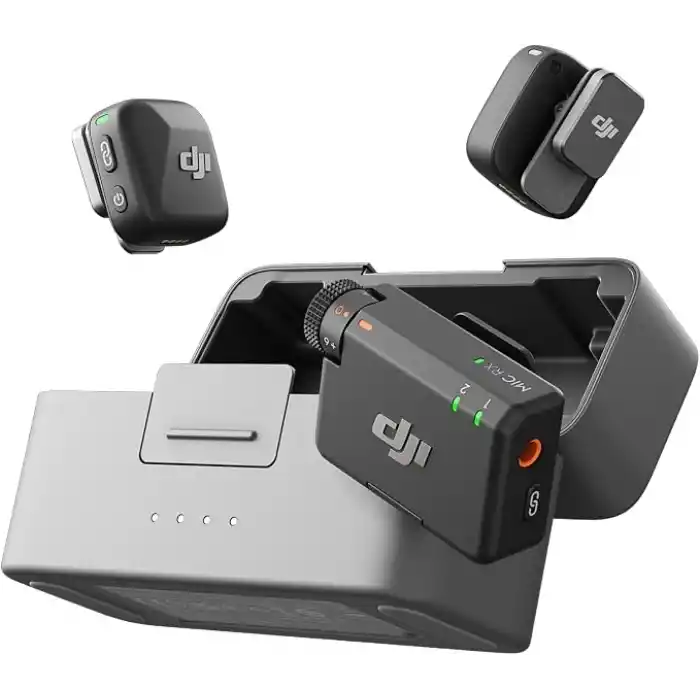 DJI MIC Mini (2Tx + 1 Rx Şarj Kutusu), Ultra Hafif, HQ Ses, 48 Saat Kullanım, Gürültü İptali, Otomatik Limit, Kablosuz Mikrofon, Kamera/Iphone/Android, Vlog, Akış İçin