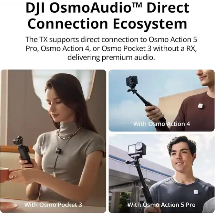 DJI MIC Mini (2Tx + 1 Rx Şarj Kutusu), Ultra Hafif, HQ Ses, 48 Saat Kullanım, Gürültü İptali, Otomatik Limit, Kablosuz Mikrofon, Kamera/Iphone/Android, Vlog, Akış İçin