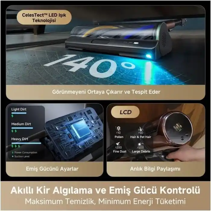 Dreame V30 Kablosuz Dikey Süpürge, 330AW Güçlü Emiş, GapFree™ Kenar Temizliği, TangleCut™ Dolanma Önleme, 90 Dakika Çalışma Süresi, H14 HEPA Filtre