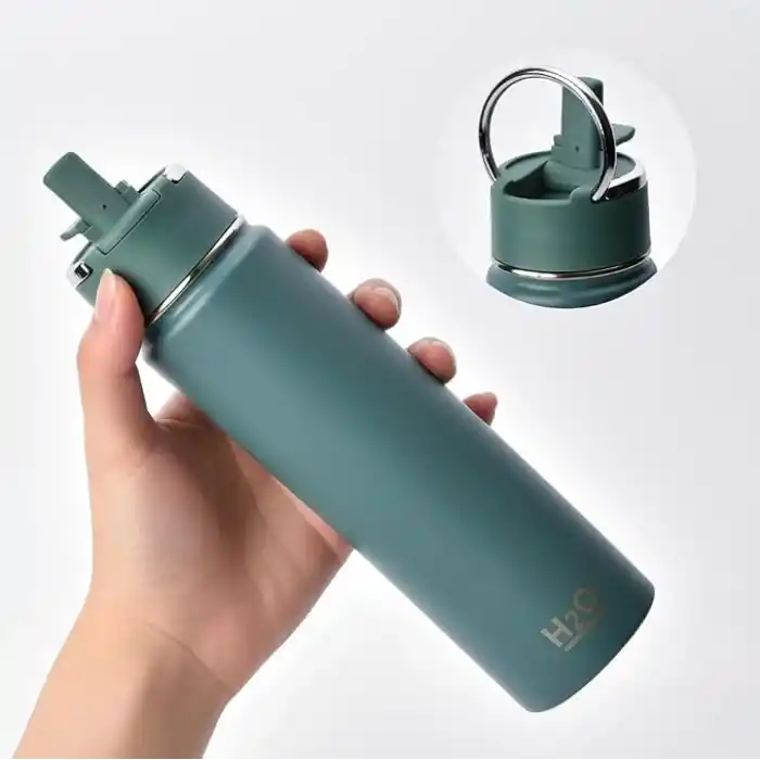 Deconox 650 ml Paslanmaz Çelik Termos Matara - 4 Renk (Krem, Yeşil, Siyah, Mavi) - Sıcak ve Soğuk Tutan Sporcu Suluk ve Ofis Şişesi (YEŞİL)