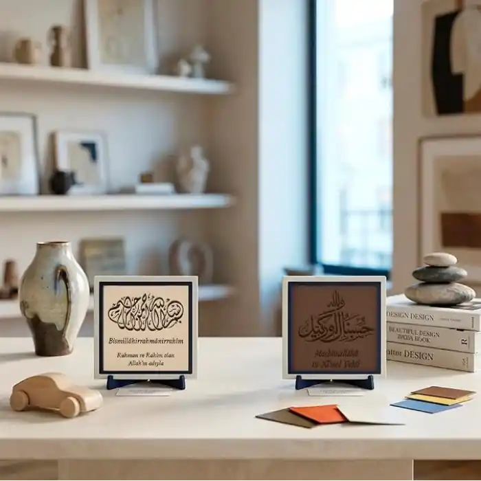 Tevekkül Bilinci ve Mealli Bismillah İkili Dekoratif Set 10x10 cm