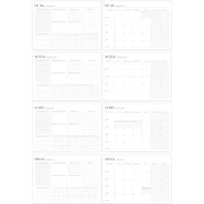 Matt Notebook 2026-2027 16 Aylık Akademik Masaüstü Planlayıcı Takvim 25x35 cm - Siyah