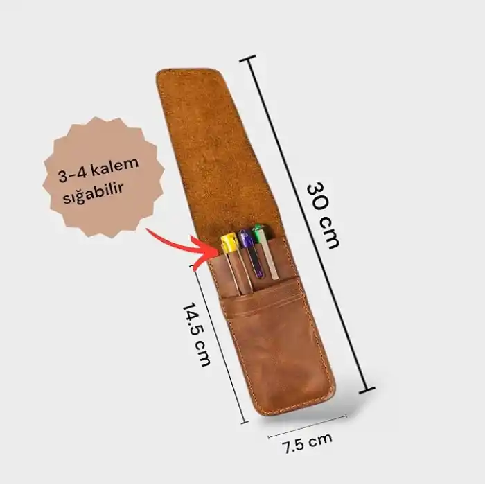 Hakiki Deri Minimal Kalemlik (Taba)