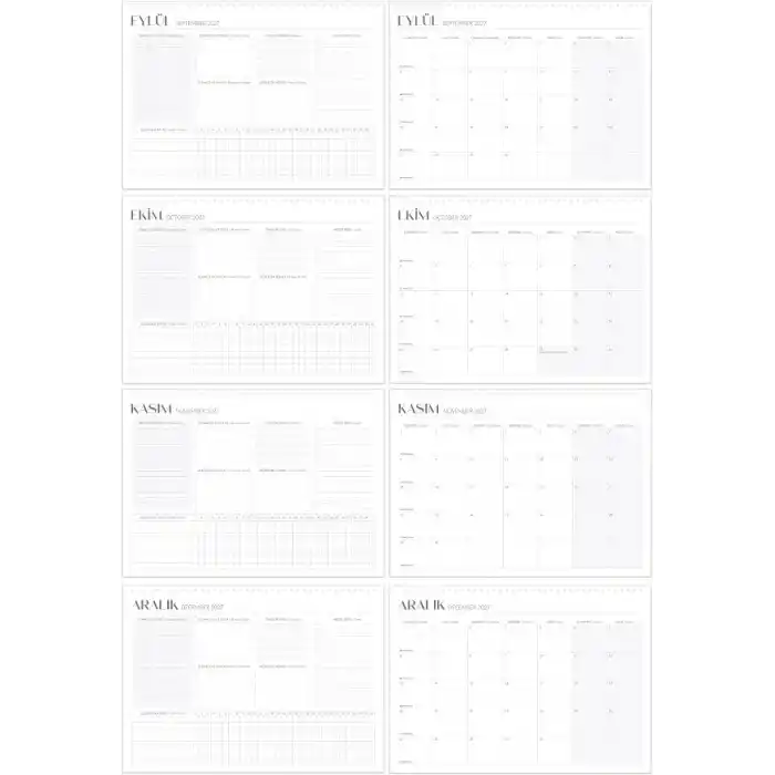 Matt Notebook 2026-2027 16 Aylık Akademik Masaüstü Planlayıcı Takvim 25x35 cm - Siyah