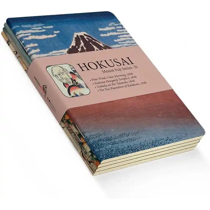Retronote Hokusai 4lü Defter Seti 2, Mount Fuji Series Iı, Çizgisiz, 64 Sayfa, 14x21cm