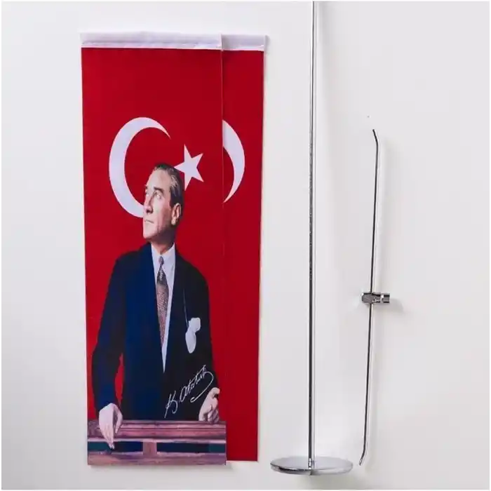 ZC Bayrak Atatürk-türk Bayrağı T Saten Kumaş Masa Bayrağı 10x30 Cm