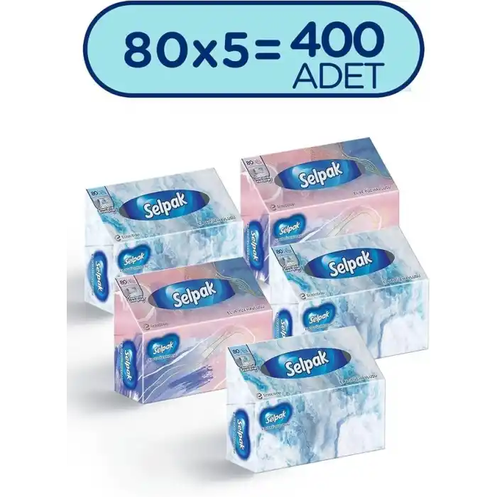 Selpak El ve Yüz Havlusu, 5li 400 Yaprak, Kutulu