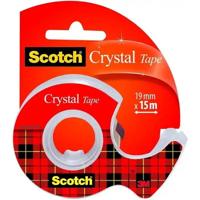 Scotch 6 – 1225D bantlık dahil 1 rulo Crystal yapışkan bant 19 mm x 15 m