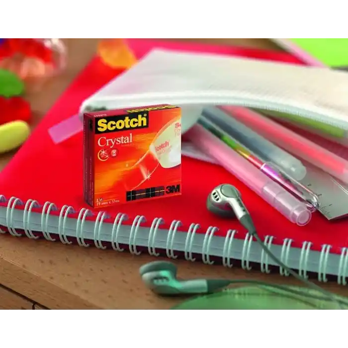 Scotch 6 – 1225D bantlık dahil 1 rulo Crystal yapışkan bant 19 mm x 15 m