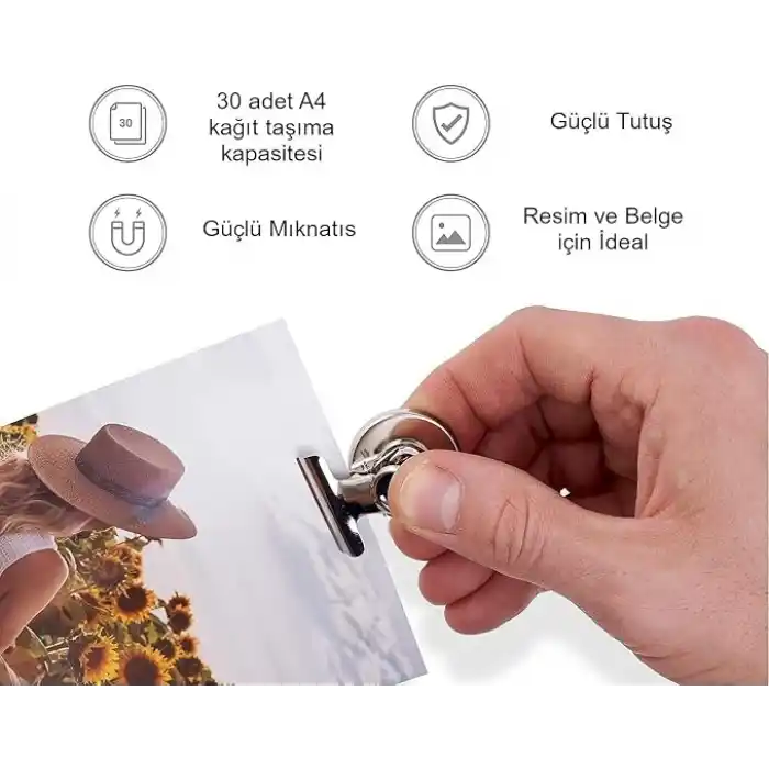 Valkyrie 12 Adet Mıknatıslı Mandallı Buzdolabı Magnet Fotoğraf Kağıt Evrak Tutucu