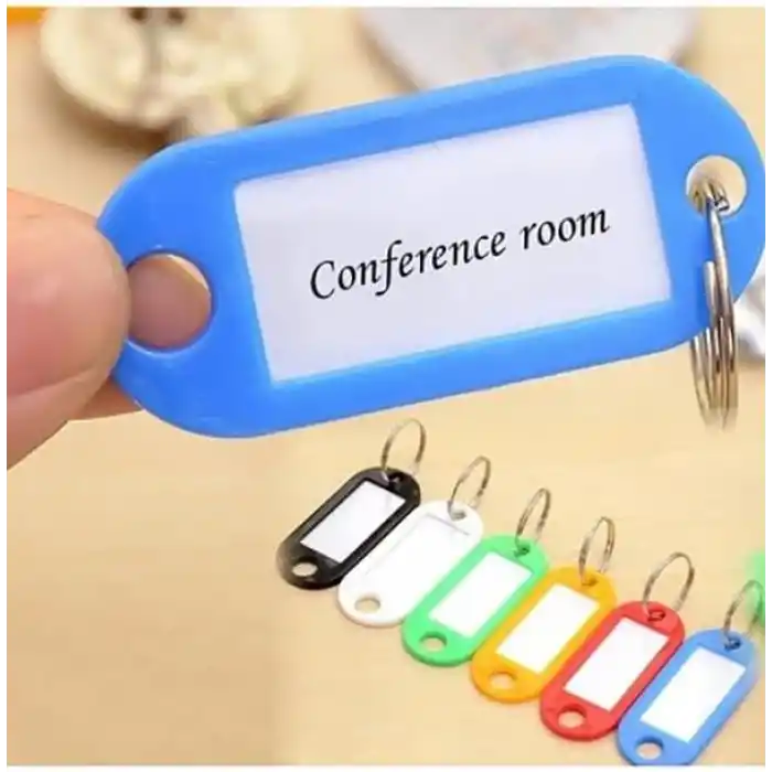 Plastik İsim Yazılabilen Karışık Renk 15 adet Anahtarlık (5cmx2cm)