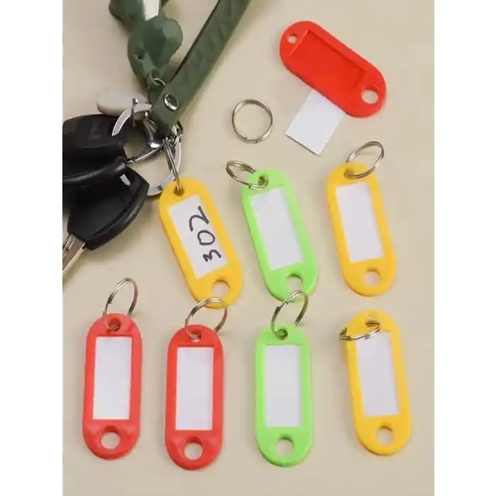 Plastik İsim Yazılabilen Karışık Renk 15 adet Anahtarlık (5cmx2cm)