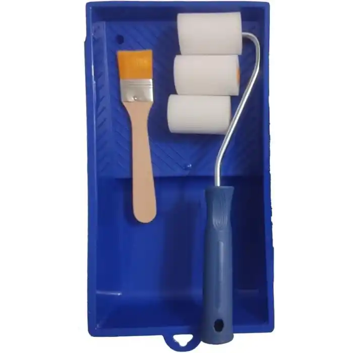 Boyama Takımı (5 Cm 3Lü Rulo Kestirme Fırçası Boya Tavası) Mavi Tek Ebat Unisex