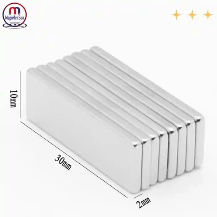 MNS Magneteksan Güçlü Neodyum Blok Mıknatıs - 30x10x2 mm (10lu)
