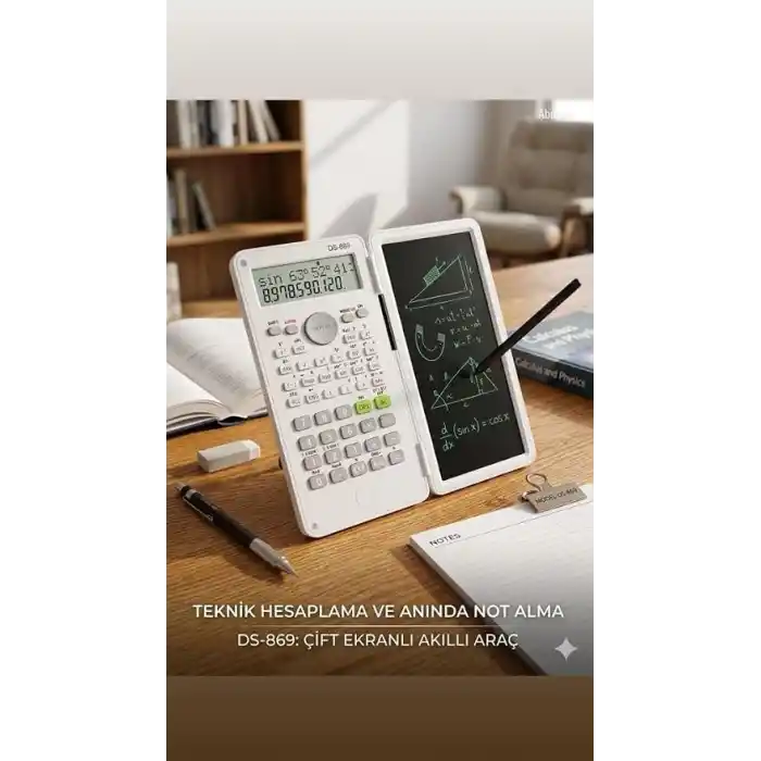 Fonksiyonel Hesap Makinesi, Fonksiyonlu ve LCD Yazı Tahtalı Not Defteri