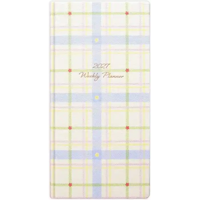 Matt Notebook 2027 Yılı Keten Haftalık Planlayıcı Kareli Cep Ajandası 9x18 cm Ekose