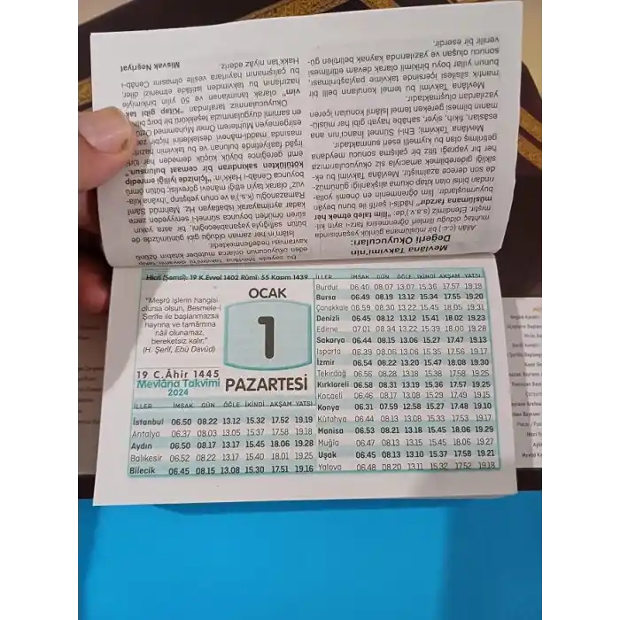 2024 DUVAR TAKVİMİ 1.BÖLGE MEVLANA TAKVİM