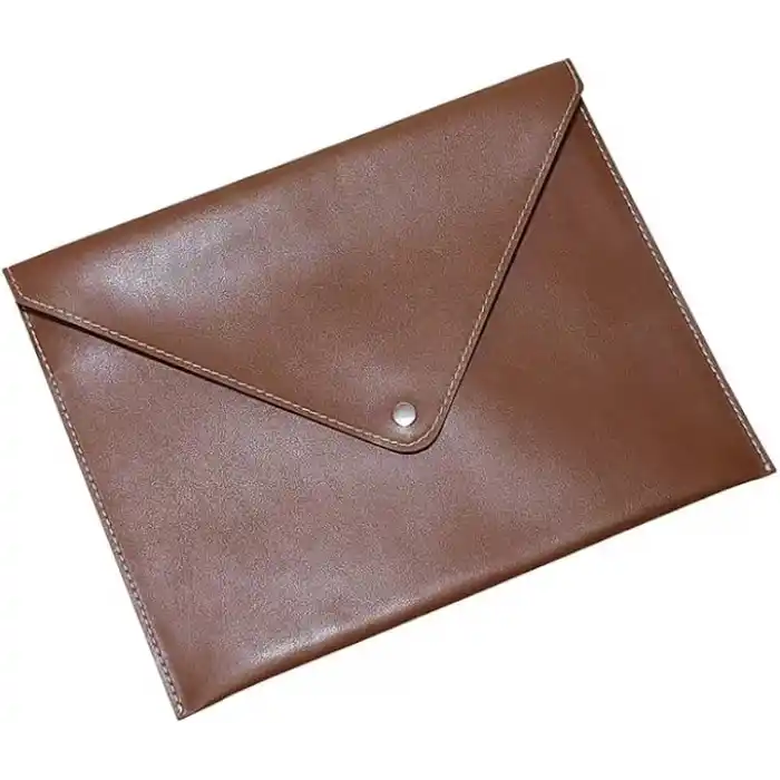 2K PU Deri A5 KÜÇÜK BOY Dosya Klasörü Belge Tutucu Su Geçirmez Portföy Zarf Dosya Klasör Kılıf A5 Çıtçıtlı Dosya 19,5X24,7 CM -TABA