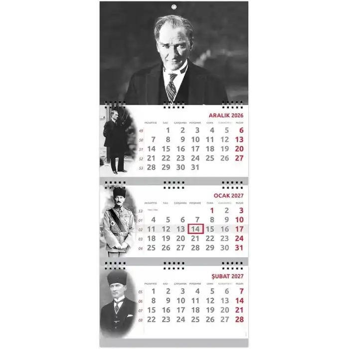 2027 Atatürk Gemici Takvimi Denizci Duvar Takvimi 33x77,5 cm