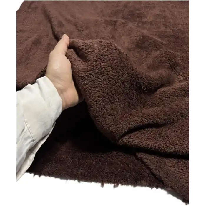 BURSA KUMAŞTAN Welsoft Peluş Kumaş Çift Taraflı Kahverengi 180 cm En