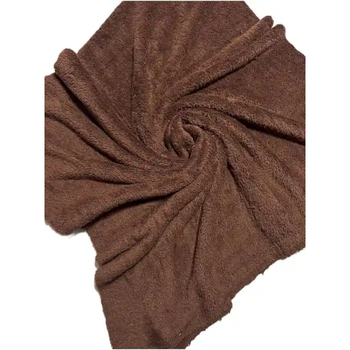 BURSA KUMAŞTAN Welsoft Peluş Kumaş Çift Taraflı Kahverengi 180 cm En