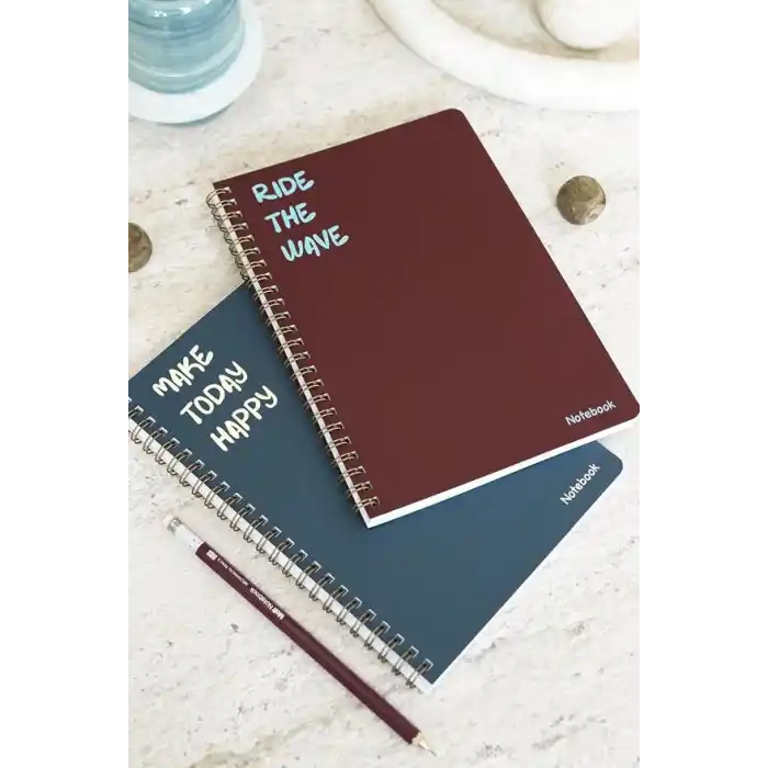 Matt Notebook A5 Spiralli Okul Defteri 80 yaprak 2li Set – Çizgili & Kareli
