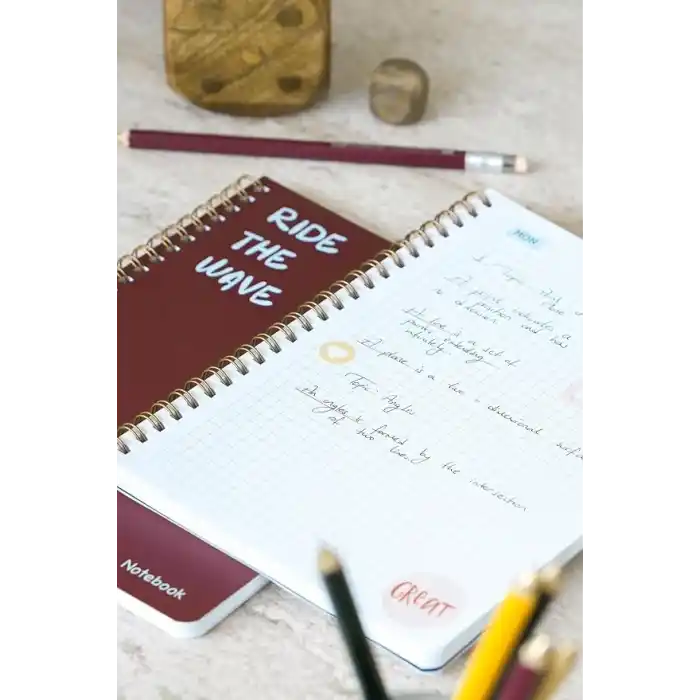 Matt Notebook A5 Spiralli Okul Defteri 80 yaprak 2li Set – Çizgili & Kareli