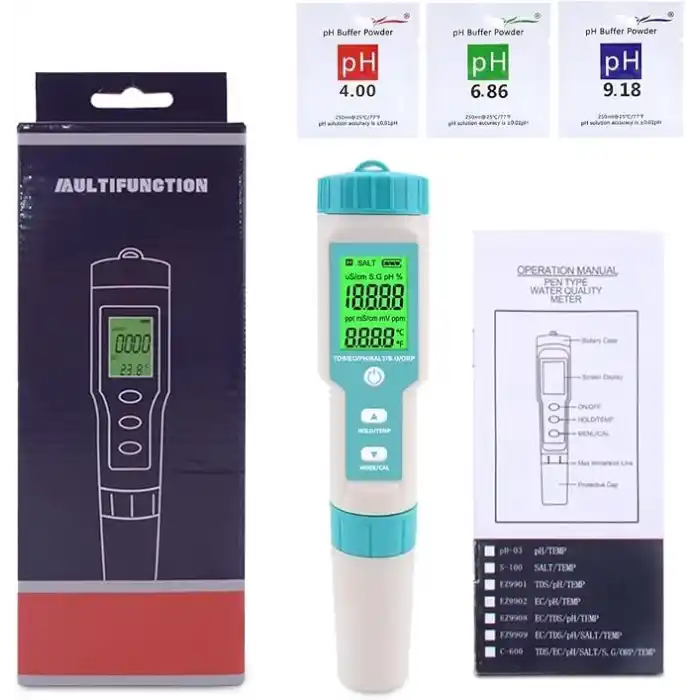 Zauss 7in1 PH/TDS/EC/ORP/Deniz Suyu Ağırlık/Tuzluluk/Sıcaklık c-600 PH Ölçer Su Kalitesi Monitörü