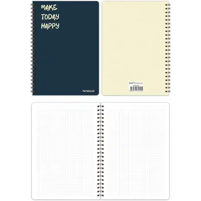 Matt Notebook A5 Spiralli Okul Defteri 80 yaprak 2li Set – Çizgili & Kareli