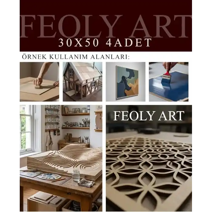3 mm 30x50 MDF Plaka (4 ADET) - Hobi, Maket, Ahşap El Sanatları İçin Uygun (4`lü Paket)