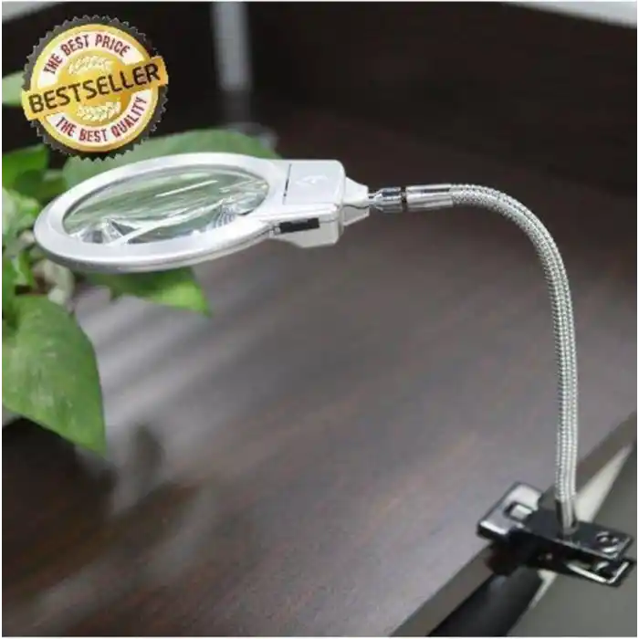 Masa Üstü Işıklı Büyüteç, Çalışma Lambası, Tamirci Büyüteci, 130mm Mercek