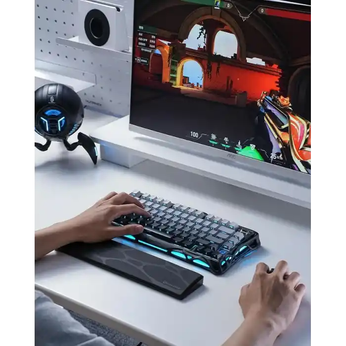 GravaStar Klavye Bilek Desteği, Ergonomik, Kaymaz Tabanlı, PU Deri Yüzeyli Bilek Destek Pedi, Siyah