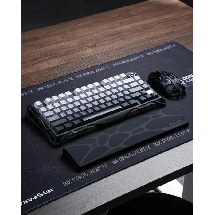 GravaStar Klavye Bilek Desteği, Ergonomik, Kaymaz Tabanlı, PU Deri Yüzeyli Bilek Destek Pedi, Siyah