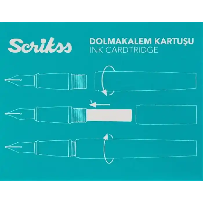 Scrikss Kartuş Dolma Kalem Kartuşu 6lı Paket Turkuaz