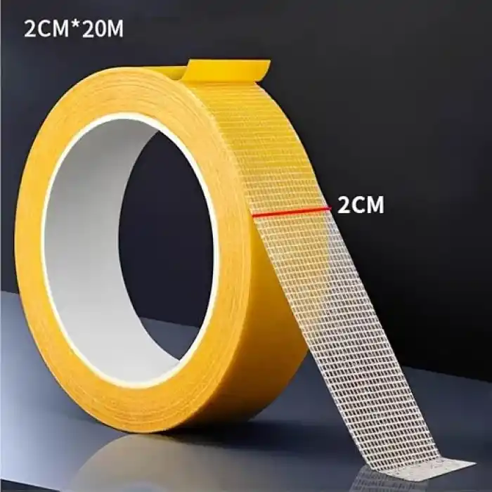 Örgülü Çift Taraflı Bant 20mm 20 Metre Fiber Takviyeli Dokuma Örgü Bez Destekli Silikon Yapıştırıcı Kalıntısız Soyulabilir Sabitleme Ahşap Isleme Sablonu Halı Kaydırmaz Montaj Bandı